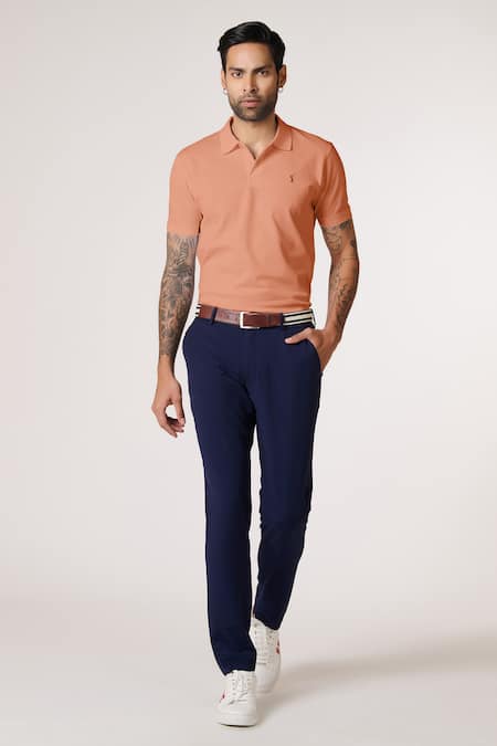 S&N by Shantnu Nikhil Peach Slim Fit Designer T-Shirt 