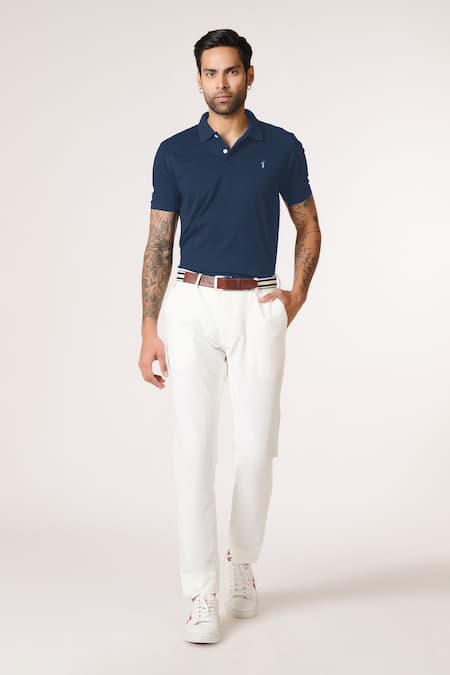 S&N by Shantnu Nikhil Prussian Blue Slim Fit T-Shirt 