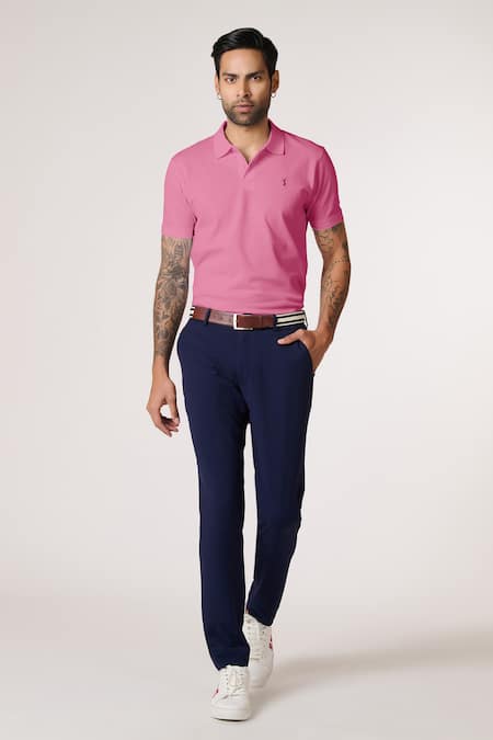 S&N by Shantnu Nikhil Candy Pink Slim Fit T-Shirt 