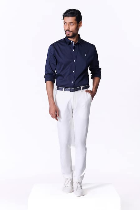 S&N by Shantnu Nikhil Navy Slim Fit Designer Shirt 