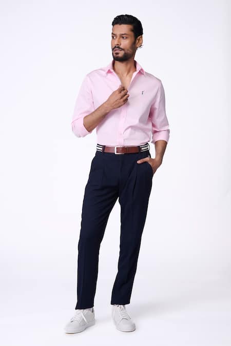 S&N by Shantnu Nikhil Light Pink Slim Fit Designer Shirt 