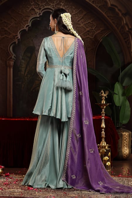 Miku Kumar Sea Green Neer Sharara Set 