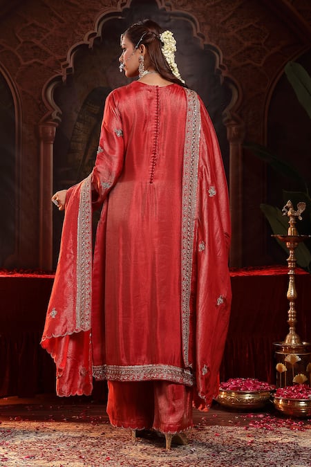 Miku Kumar Prisha Red Suit Set 