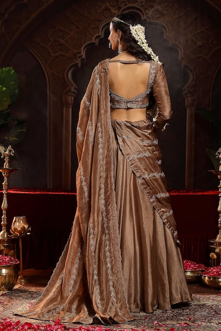 Miku Kumar Amara Copper Brown Lehenga Set 