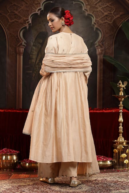 Miku Kumar Ivory Chanderi Silk Sharvi Suit Set 