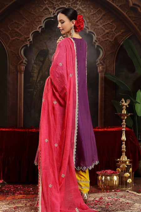 Miku Kumar Purple Hand Embroidered Suit Set 