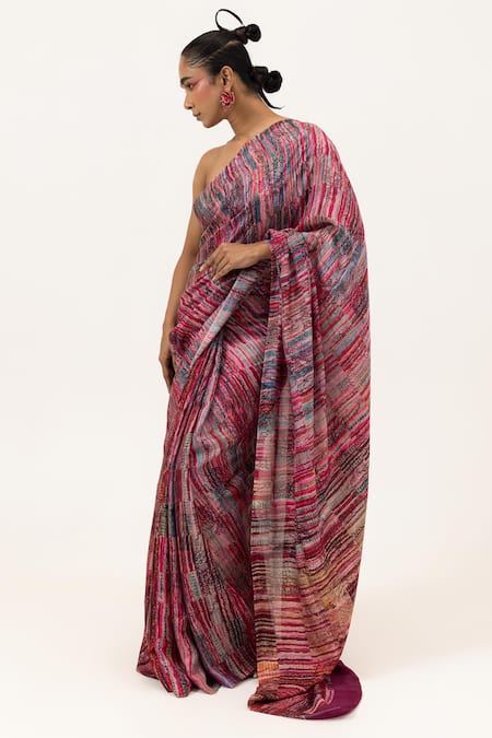 Unallume By Nisha Crimson Tide Silk Saree Set 
