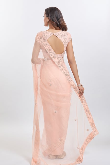 Sheetal Batra Rose Pink Embroidered Mahila Saree Set 
