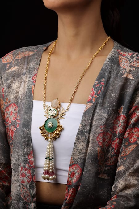 The Bling Girll Designer Golden Long Necklace 