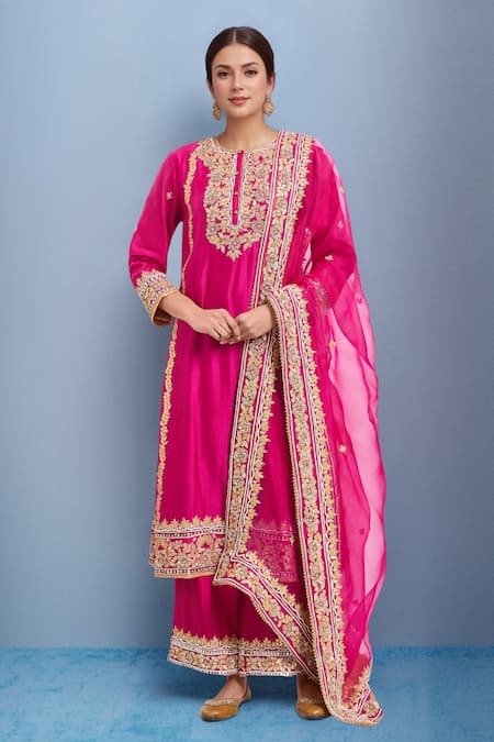 Sheetal Batra Shiza Hot Pink Embroidered Kurta Set 