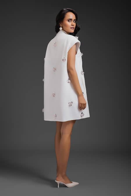 Deepika Arora White Rozella Crepe Designer Dress 