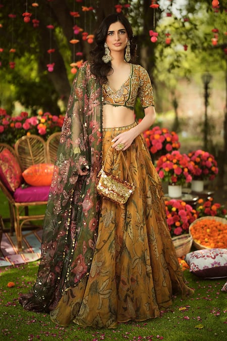 Mahima Mahajan Old Gold Designer Lehenga Set 