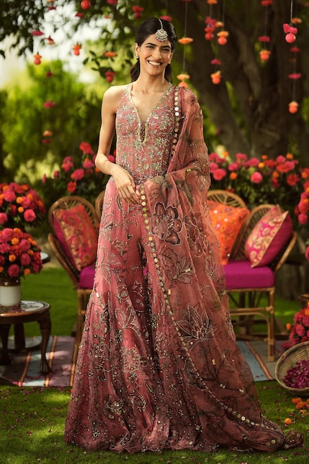 Mahima Mahajan Designer Warm Bubblegum Gharara Set 