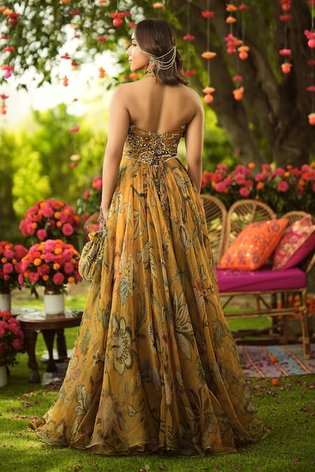 Mahima Mahajan Old Gold Designer Anarkali Set 