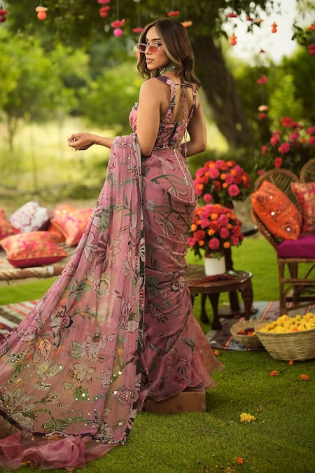 Mahima Mahajan Ruffle Pre-Draped Saree Set 