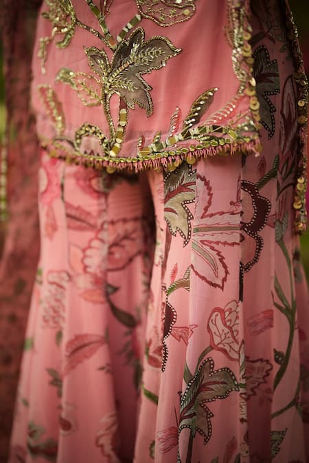 Buy Mahima Mahajan Pink Georgette, Organza Sequins, Embroidery Square Neck Floral Kurta Set Online at Aza Fashions Buy_Mahima Mahajan_Pink Georgette, Organza Sequins, Embroidery Square Neck Floral Kurta Set _Online_at_Aza_Fashions