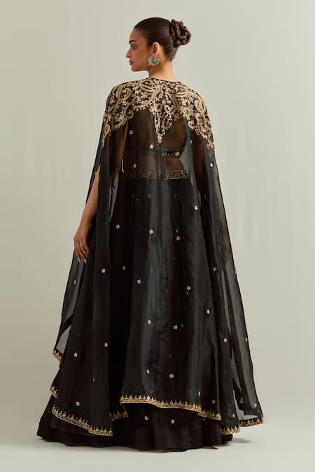 Ikshita Choudhary Black Hand Embroidered Lehenga Set 