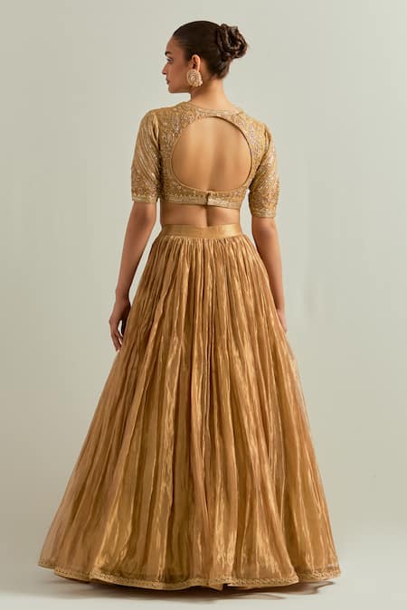 Ikshita Choudhary Golden Hand Embroidered Lehenga Set