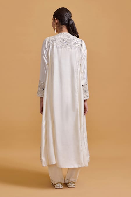 Shop Gulabo By Abu Sandeep Off White Modal, Chanderi Sequins, Embroidery Designer Jacket Kurta Pant Set at Aza Fashions Shop_Gulabo By Abu Sandeep_Off White Modal, Chanderi Sequins, Embroidery Designer Jacket Kurta Pant Set _at_Aza_Fashions