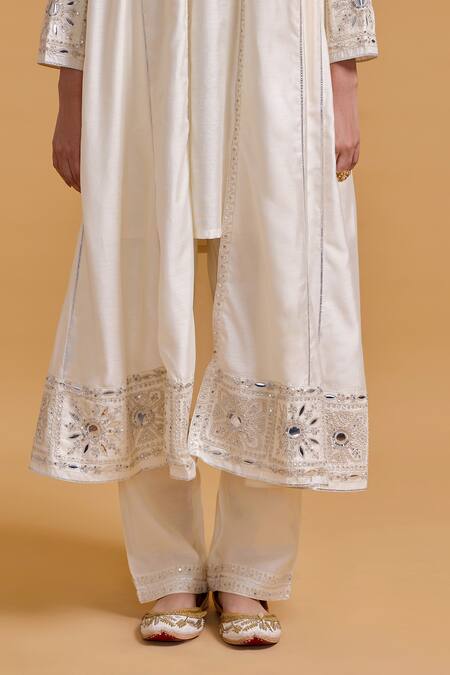 Shop Gulabo By Abu Sandeep Off White Modal, Chanderi Sequins, Embroidery Designer Jacket Kurta Pant Set Online at Aza Fashions Shop_Gulabo By Abu Sandeep_Off White Modal, Chanderi Sequins, Embroidery Designer Jacket Kurta Pant Set _Online_at_Aza_Fashions