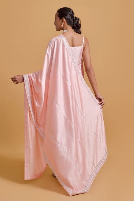 Shop Gulabo By Abu Sandeep Pink Modal, Chanderi Embroidery Dupatta at Aza Fashions Shop_Gulabo By Abu Sandeep_Pink Modal, Chanderi Embroidery Dupatta _at_Aza_Fashions