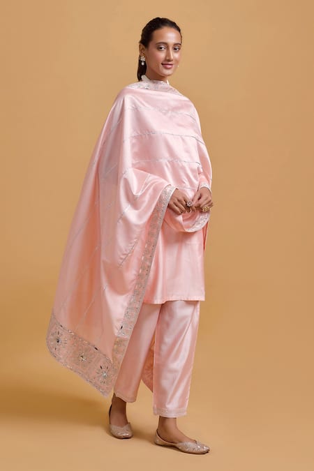 Gulabo By Abu Sandeep Pink Modal, Chanderi Sequins, Embroidery Dupatta 