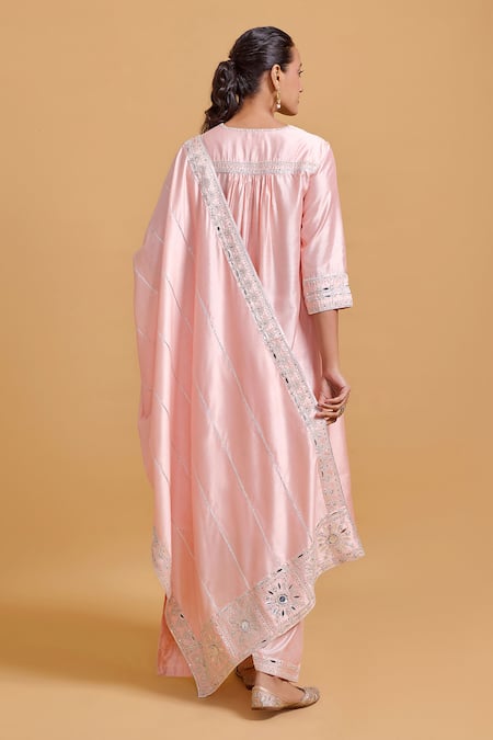 Shop Gulabo By Abu Sandeep Pink Modal, Chanderi Sequins, Embroidery Dupatta at Aza Fashions Shop_Gulabo By Abu Sandeep_Pink Modal, Chanderi Sequins, Embroidery Dupatta _at_Aza_Fashions