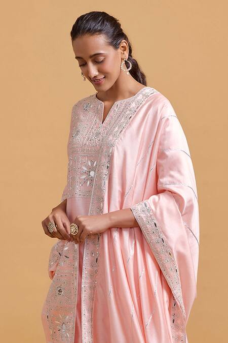 Shop Gulabo By Abu Sandeep Pink Modal, Chanderi Sequins, Embroidery Dupatta Online at Aza Fashions Shop_Gulabo By Abu Sandeep_Pink Modal, Chanderi Sequins, Embroidery Dupatta _Online_at_Aza_Fashions