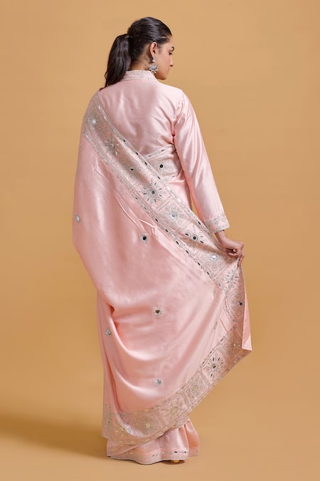 Gulabo By Abu Sandeep Designer Modal Chanderi Pink Saree 