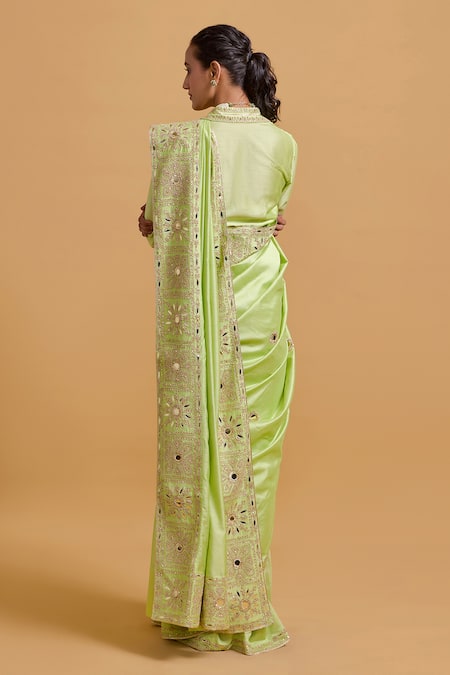 Shop Gulabo By Abu Sandeep Green Modal, Chanderi Sequins, Embroidery Pista Designer Saree at Aza Fashions Shop_Gulabo By Abu Sandeep_Green Modal, Chanderi Sequins, Embroidery Pista Designer Saree _at_Aza_Fashions