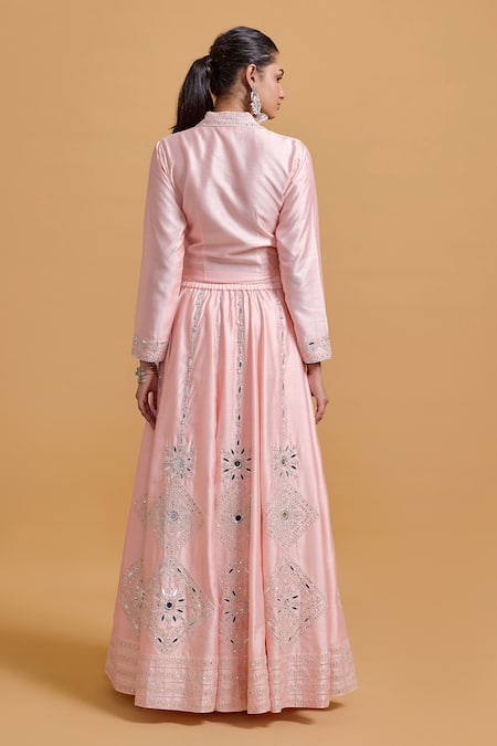 Gulabo By Abu Sandeep Pink Modal Chanderi Lehenga Skirt 