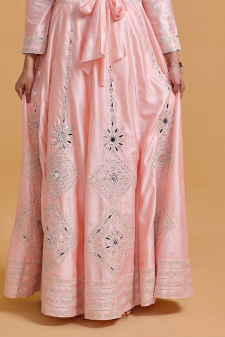 Shop_Gulabo By Abu Sandeep_Pink Modal, Chanderi Sequins, Embroidery Lehenga Skirt _Online_at_Aza_Fashions