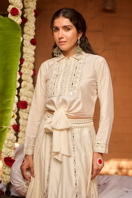 Gulabo by Abu Sandeep Off White Designer Top 
