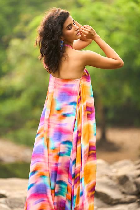 Buy Dash And Dot Multi Color Viscose Halter Neck Printed Maxi Dress Online at Aza Fashions Buy_Dash And Dot_Multi Color Viscose Halter Neck Printed Maxi Dress _Online_at_Aza_Fashions