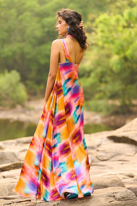 Dash And Dot Multi Printed Halter Maxi Dress 