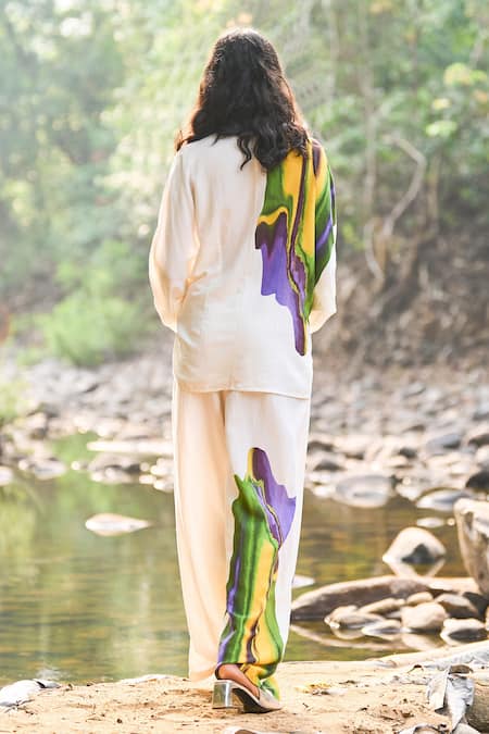 Dash And Dot Abstract Watercolour Print Shirt & Pant Set 