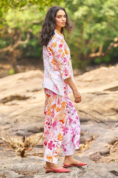 Shop_Dash And Dot_Multi Color Cotton Collared Floral Print Organic Set _Online_at_Aza_Fashions