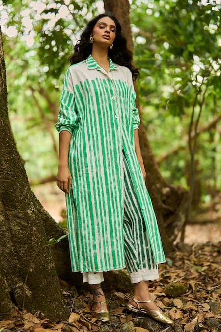 Dash And Dot Handpainted Stripe Longline Shirt Tunic 