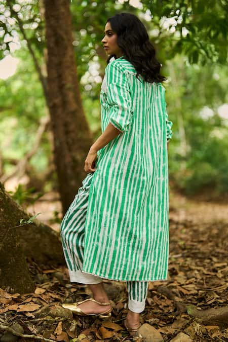 Dash And Dot Handpainted Stripe Longline Shirt & Pant Set 