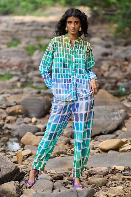 Dash And Dot Multi Ombre Hand Painted Shirt & Pant Set 