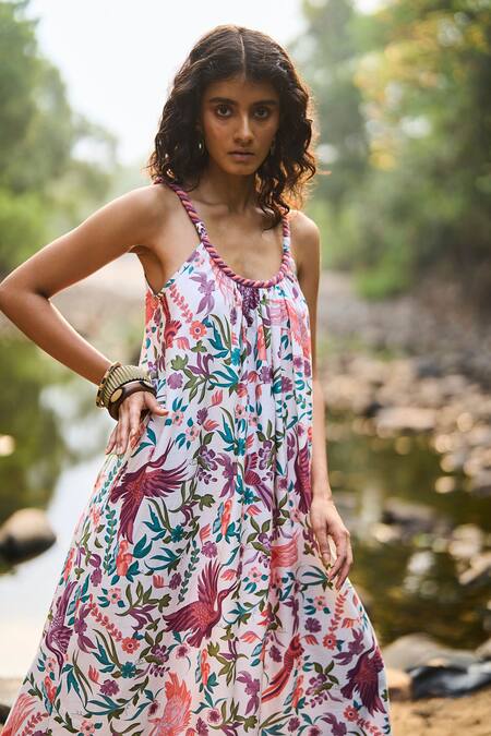 Dash And Dot_Multi Color Cotton Pastel Printed Boho Maxi Dress _Online_at_Aza_Fashions