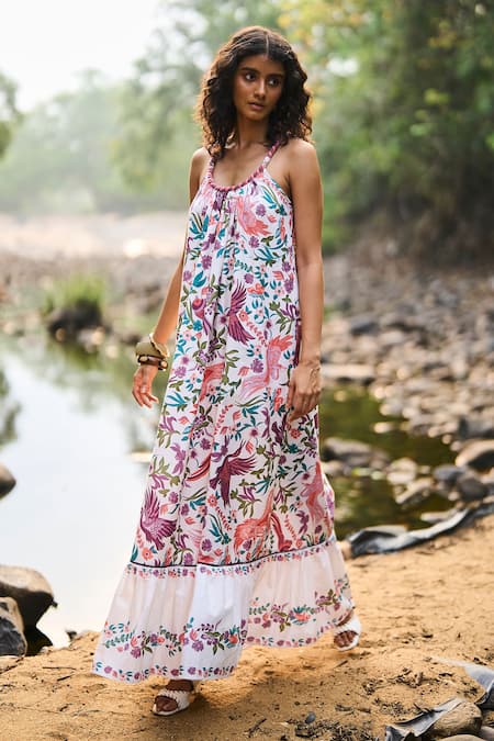 Buy_Dash And Dot_Multi Color Cotton Pastel Printed Boho Maxi Dress _Online_at_Aza_Fashions