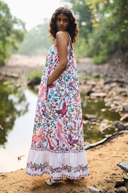 Dash And Dot_Multi Color Cotton Pastel Printed Boho Maxi Dress _at_Aza_Fashions