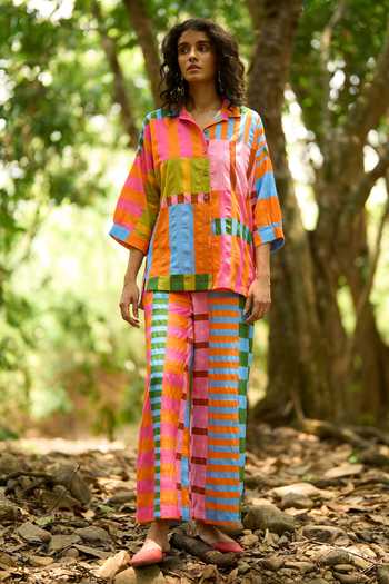 Dash And Dot Multicolor Striped Organic Cotton Set 