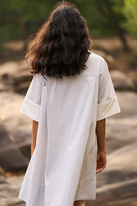 Dash And Dot Grey Colour Blocked Shirt Dress 