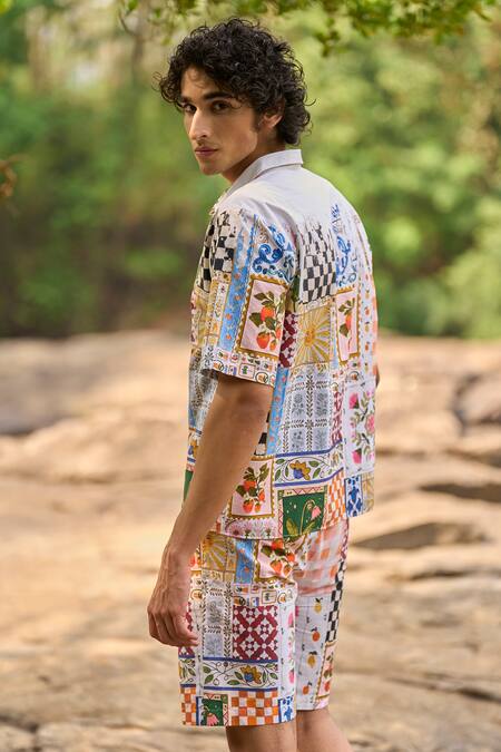 Shop Dash And Dot Multi Color Cotton Patchwork Multicolour Print Shorts Set Online at Aza Fashions Shop_Dash And Dot_Multi Color Cotton Patchwork Multicolour Print Shorts Set _Online_at_Aza_Fashions