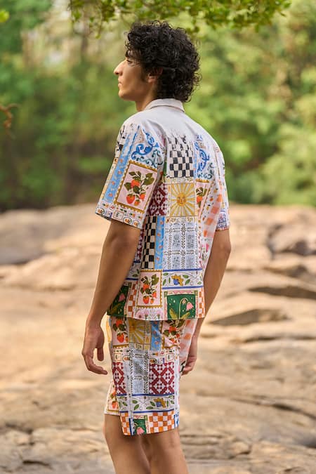 Dash And Dot Multicolour Patchwork Print Shorts Set 