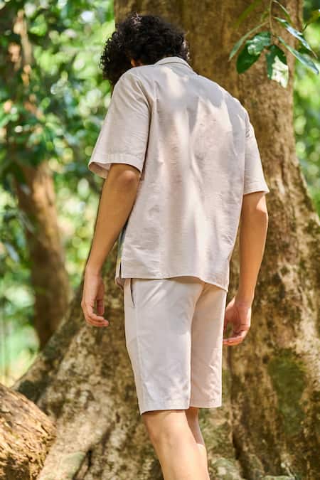 Dash And Dot Landscape Print Cotton Shorts Set 