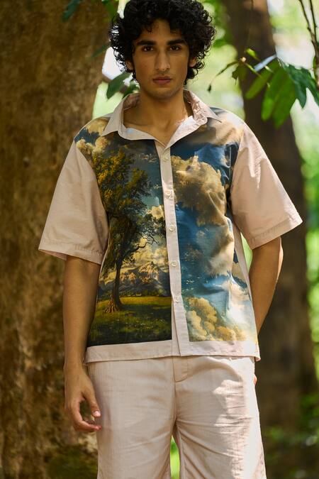 Dash And Dot_Multi Color Cotton Landscape Print Shorts Set _Online_at_Aza_Fashions