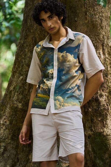 Buy_Dash And Dot_Multi Color Cotton Landscape Print Shorts Set _Online_at_Aza_Fashions